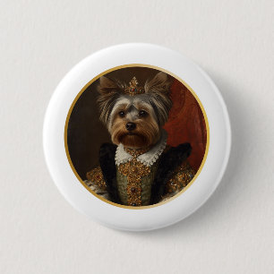 Renaissance Queen Portrait Yorkshire Terrier 6 Cm Round Badge