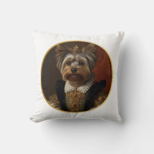 Renaissance Queen Portrait Yorkshire Terrier Cushion