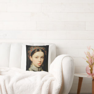 Renaissance Queen Sassy Altered Art Portrait Pillo Cushion