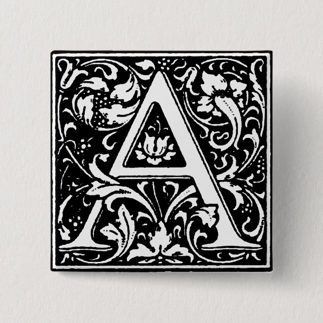 Renaissance Style Alphabet Letter A - Pin (Front)