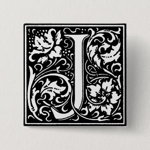 Renaissance Style Alphabet Letter J - Pin