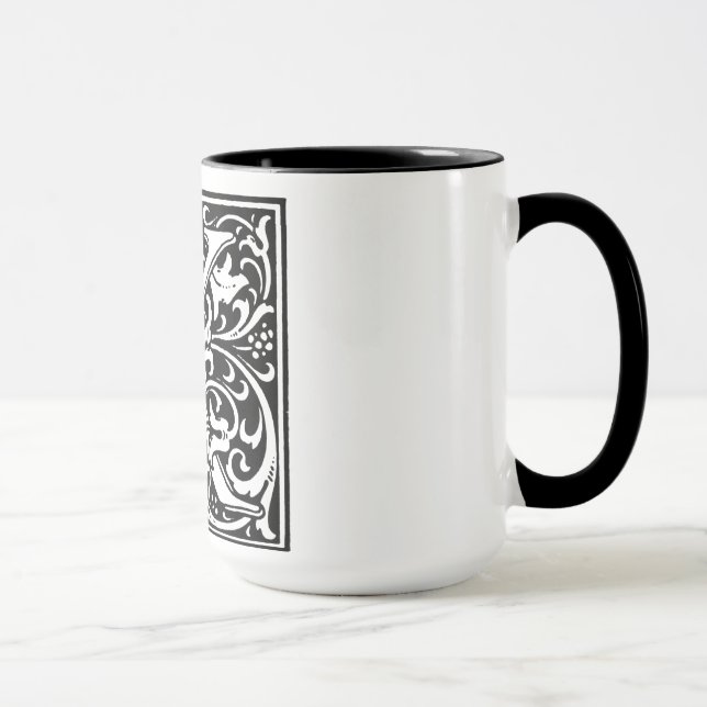 Renaissance Style Alphabet Letter K On Mug (Right)