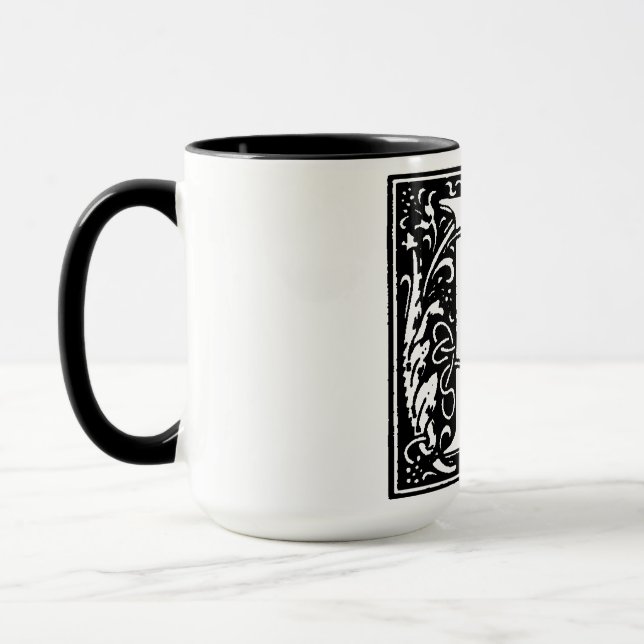 Renaissance Style Alphabet Letter L On Mug (Left)