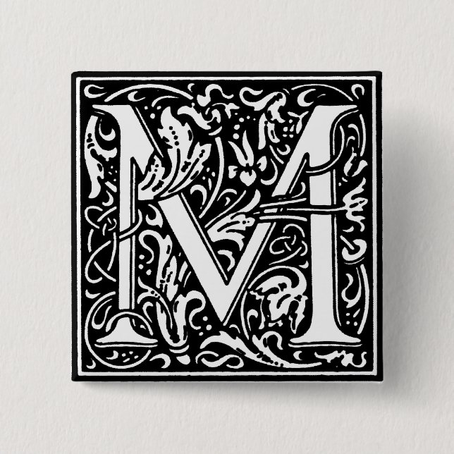 Renaissance Style Alphabet Letter M - Pin (Front)