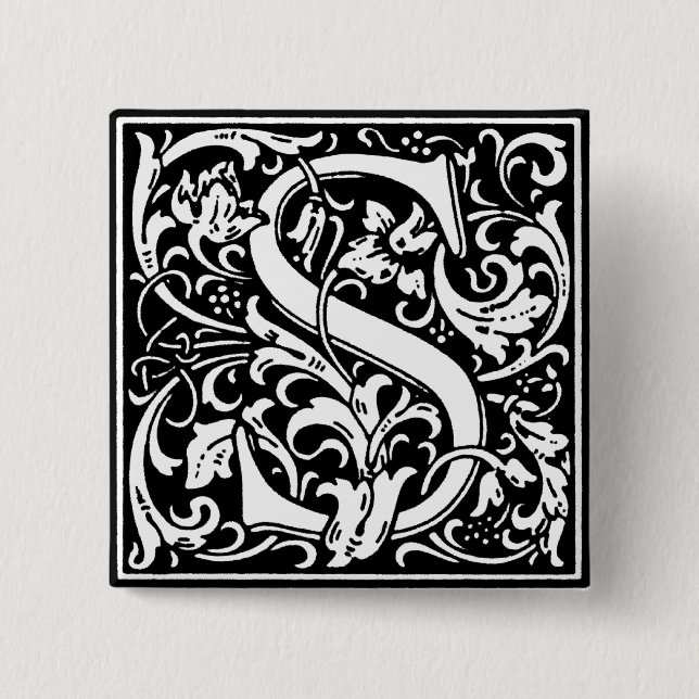 Renaissance Style Alphabet Letter S - Pin (Front)
