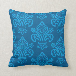 Renaissance Teal Green Fleur de Lys Elegant Cushion