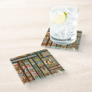 Renaissance Themes Textiles and Fabrics Glass Coaster