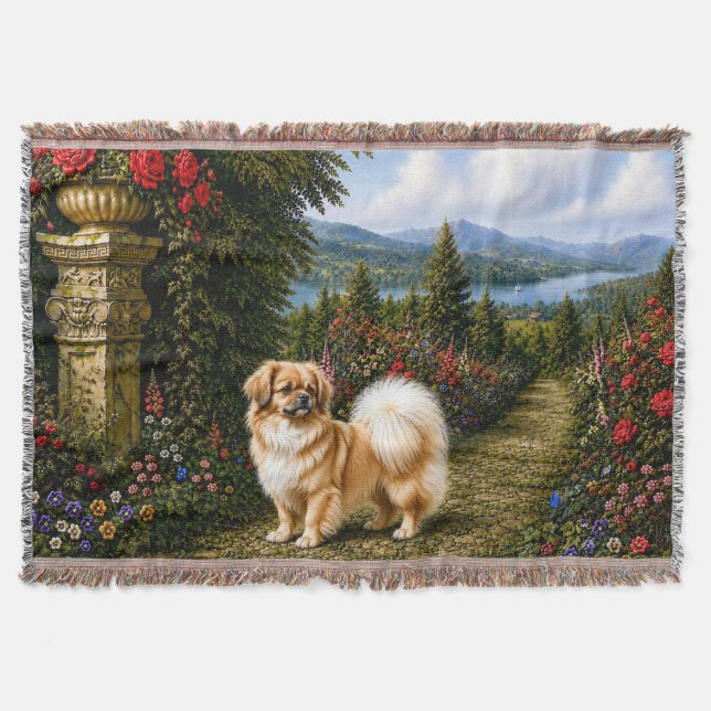 Renaissance Tibetan Spaniel Throw Blanket (Front)