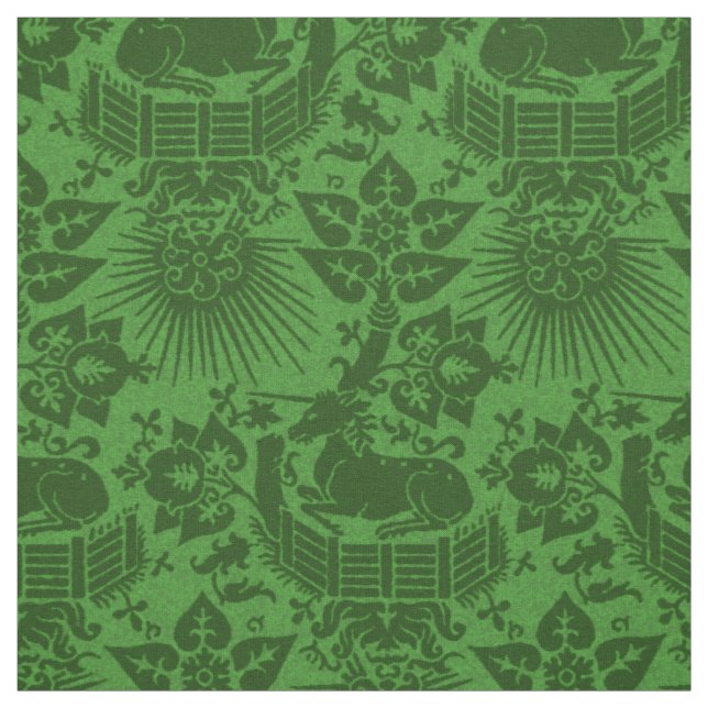 Renaissance Unicorn Garden, Emerald Fabric (Swatch)