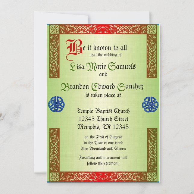 Renaissance Wedding Invitaiton Invitation (Front)
