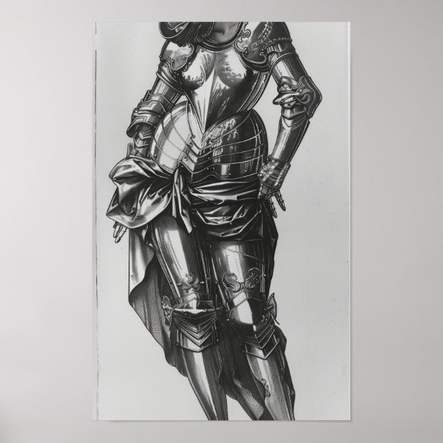 Renaissance Woman in Drapery and Plate Armour Post Poster (Front)