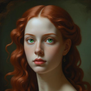 Renaissance Woman with Bright Green Eyes Poster