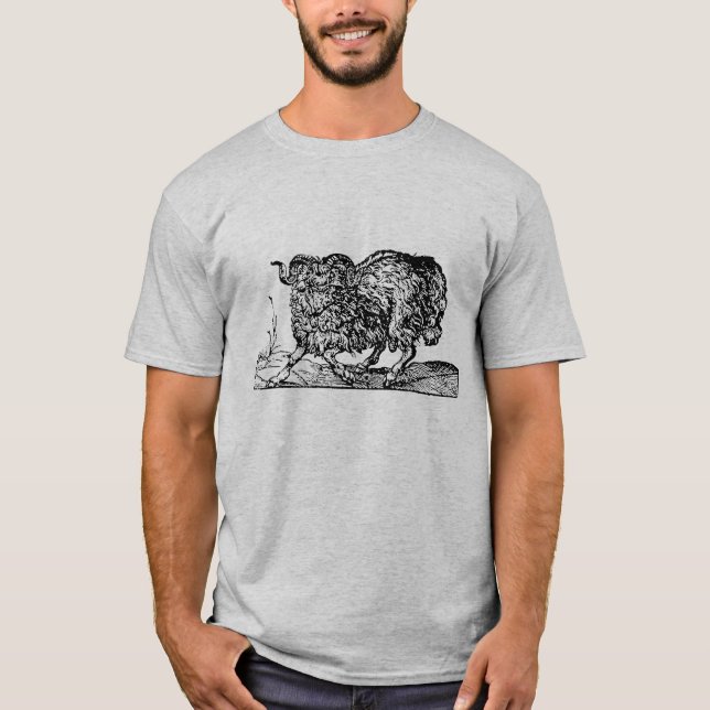 Renaissance Woodcut of a Ram sheep lamb T-Shirt (Front)