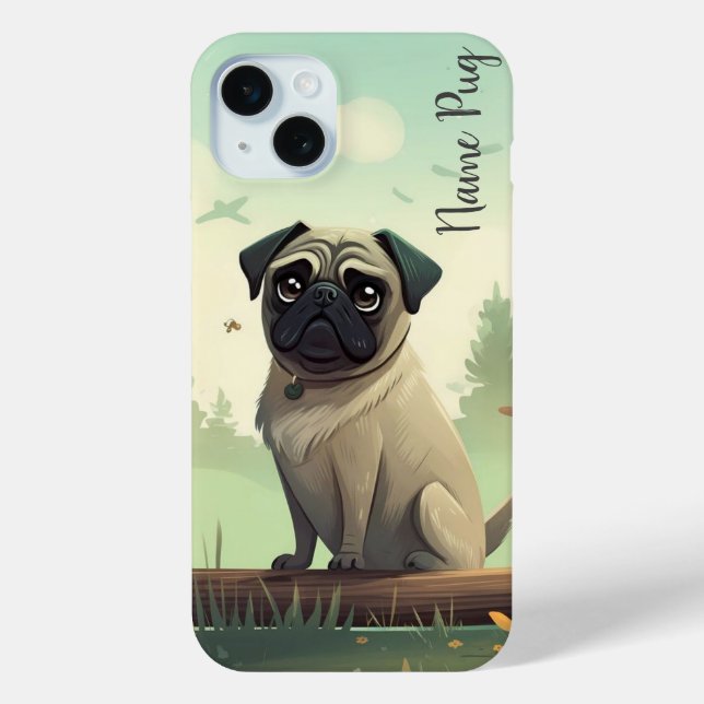 Rename your Pug Dog dog on the phone cases (Back)