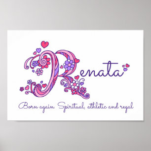 Renate initial R drawing heart art name meaning Poster
