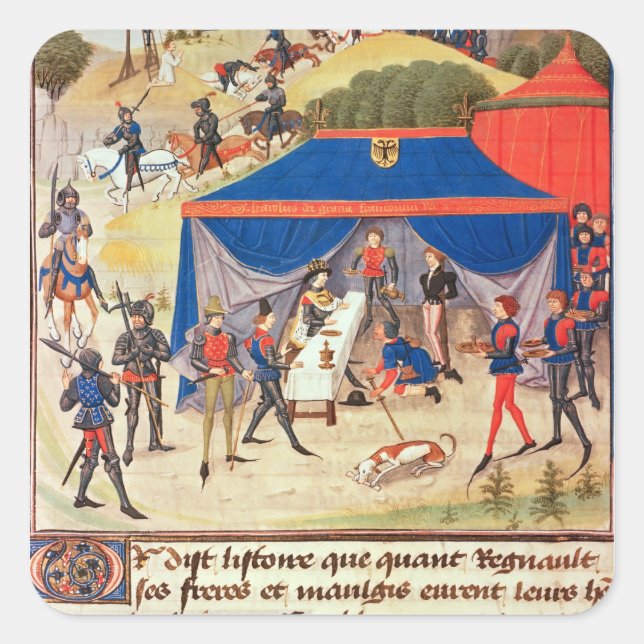 Renaud de Montauban and Charlemagne Square Sticker (Front)