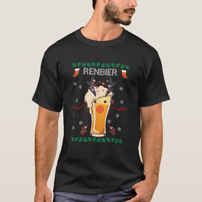 Renbier Advent Calendar Reindeer Gingerbread Man B T-Shirt (Front)