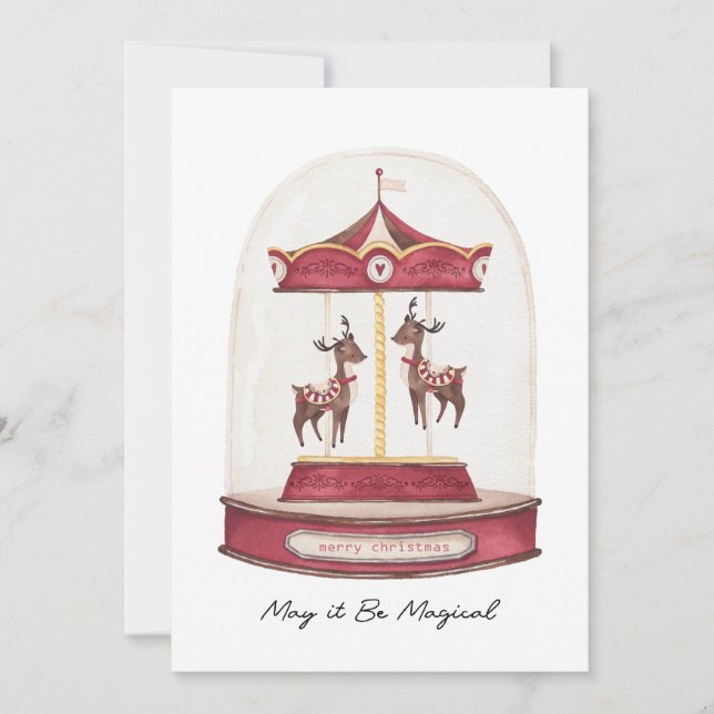 Rendeers Carousel Greetings Card (Front)