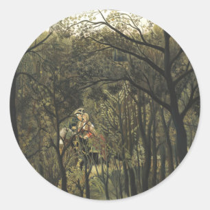 Rendezvous in the Forest, Henri Rousseau Classic Round Sticker