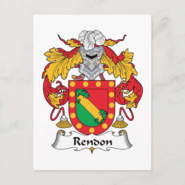 Rendon Family Crest Postcard (Front)