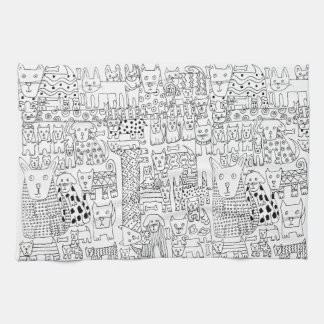 rendy Black and White Dogs And Puppies Pattern Tea Towel