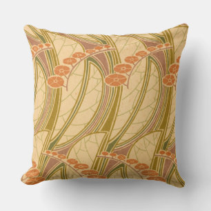Rene Beauclair’s Art Nouveau Curvy Floral Pattern Cushion