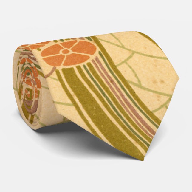 Rene Beauclair’s Art Nouveau Curvy Floral Pattern Tie (Rolled)