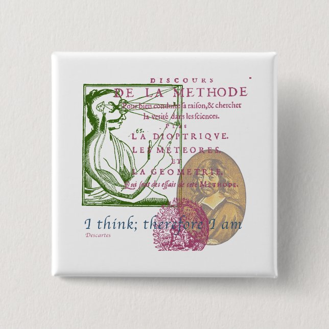 Rene Descartes 15 Cm Square Badge (Front)