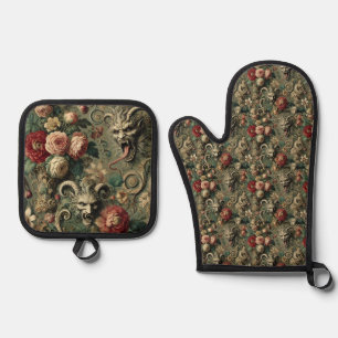 🩸 Renegade Harvest – Gothic Victorian Oven Mitt & Pot Holder Set