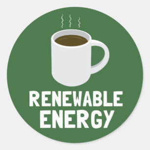 Renewable Energy Coffee Cup Classic Round Sticker