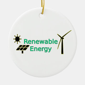 Renewable Energy Logo Solar Panels Wind Turbine Ceramic Ornament