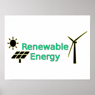 Renewable Energy Logo Solar Panels Wind Turbine Poster
