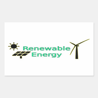 Renewable Energy Logo Solar Panels Wind Turbine Rectangular Sticker