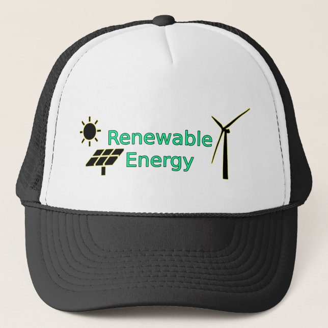 Renewable Energy Logo Solar Panels Wind Turbine Trucker Hat (Front)