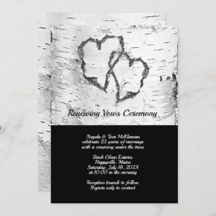 Renewing Vows Ceremony Birch Tree Hearts Invitation