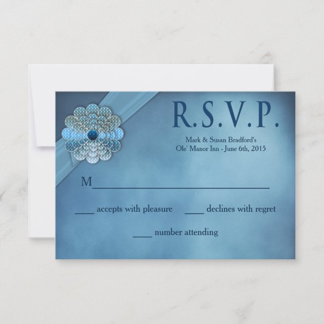 Renewing Wedding Vows - Blue Elegant - RSVP Card (Front)