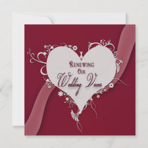 Renewing Wedding Vows - Floral Heart/Ribbon Invitation