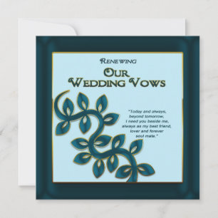 RENEWING WEDDING VOWS INVITATION - BLUE GOLD