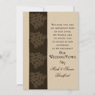 Renewing Wedding Vows Invitation- Brown/Beige/Gold Invitation