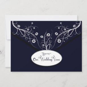 Renewing Wedding Vows Invitation Navy Floral