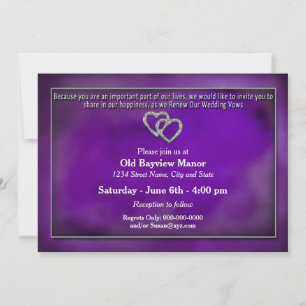 RENEWING WEDDING VOWS INVITATION-TWO HEARTS/PURPLE INVITATION