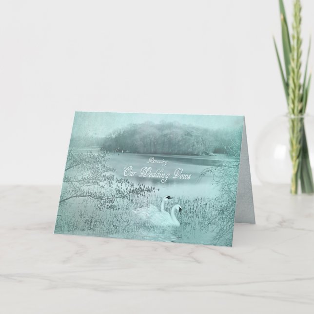 RENEWING WEDDING VOWS INVITATION - Two Swans/Lake (Front)