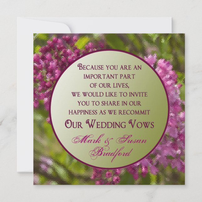 Renewing Wedding Vows Invitations - Lilacs/glass (Front)