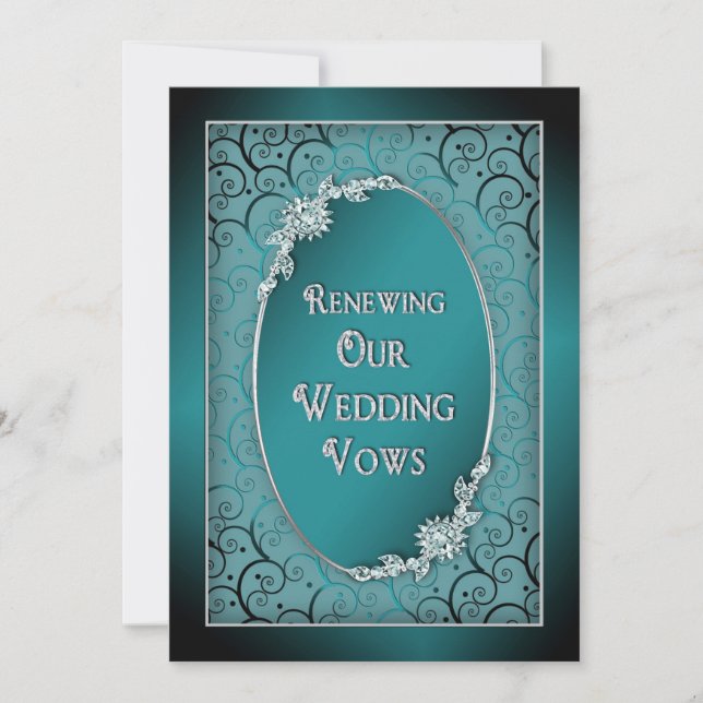 RENEWING WEDDING VOWS INVITATIONS - TEAL/BLUE (Front)