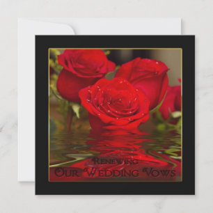 Renewing Wedding Vows - Red Romantic Roses/invite Invitation