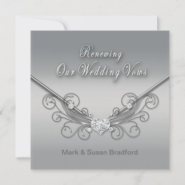 RENEWING WEDDINGS VOWS - INVITATION - SILVER (Front)
