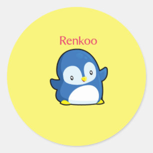 Renkoo Penguin Yellow Classic Round Sticker