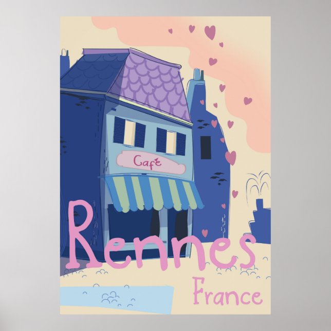 Rennes France vintage cartoon Poster (Front)