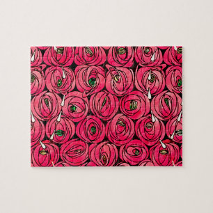Rennie Mackintosh Rose Art Nouveau Floral Pattern Jigsaw Puzzle