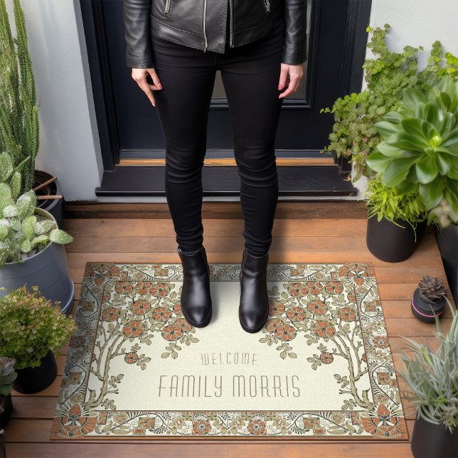 Rennie Mackintosh Tree & Floral Burnt Orange Doormat (Creator Uploaded)